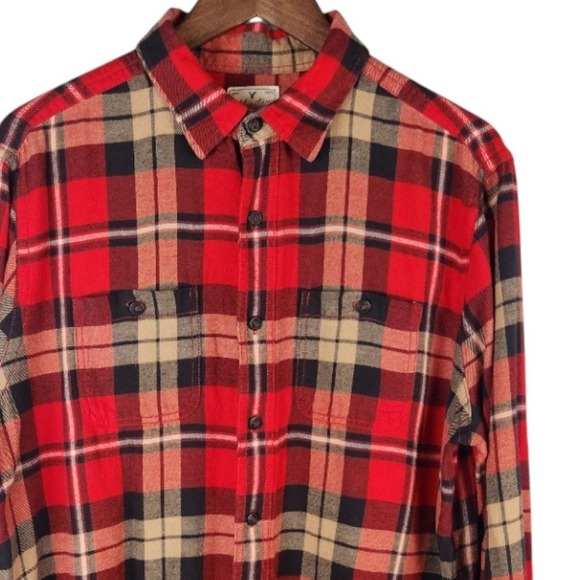 American Eagle Outfitters Other - American‎ Eagle Flannel Shirt Mens Large Red Plaid Long Sleeve Button Front AEO